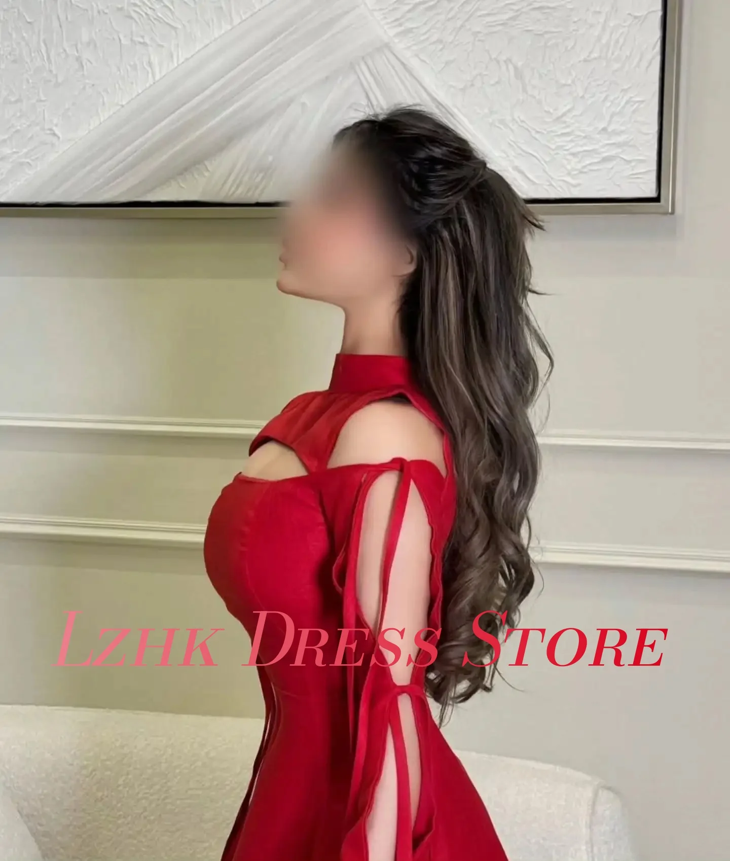 Robe de soirée personnalisée en Jersey délicat, ligne a, rubans, manches longues, col haut, longueur au sol, robes d'occasion sur mesure