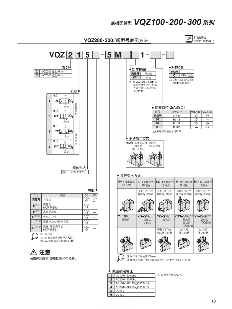 Electromagnetic Valves VQZ215B/VQZ225Y/VQZ235-5L1-5M1-5LO1-5MO1-5YZ1-5G1-Q