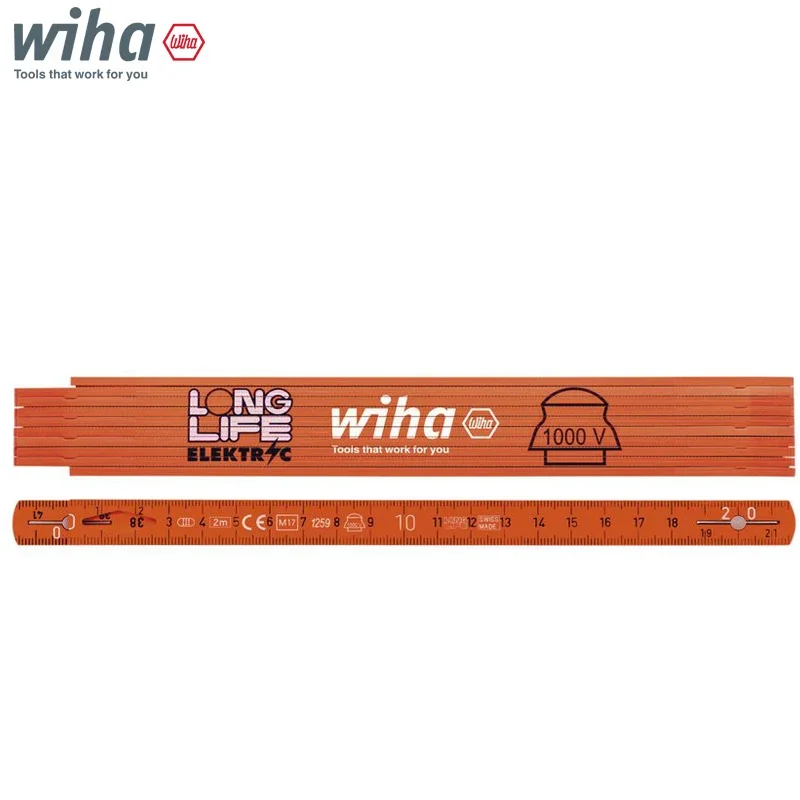 WIHA Insulated Electrician's Folding Ruler 2m Longlife 10 Segment Metric 1000V VDE 42068