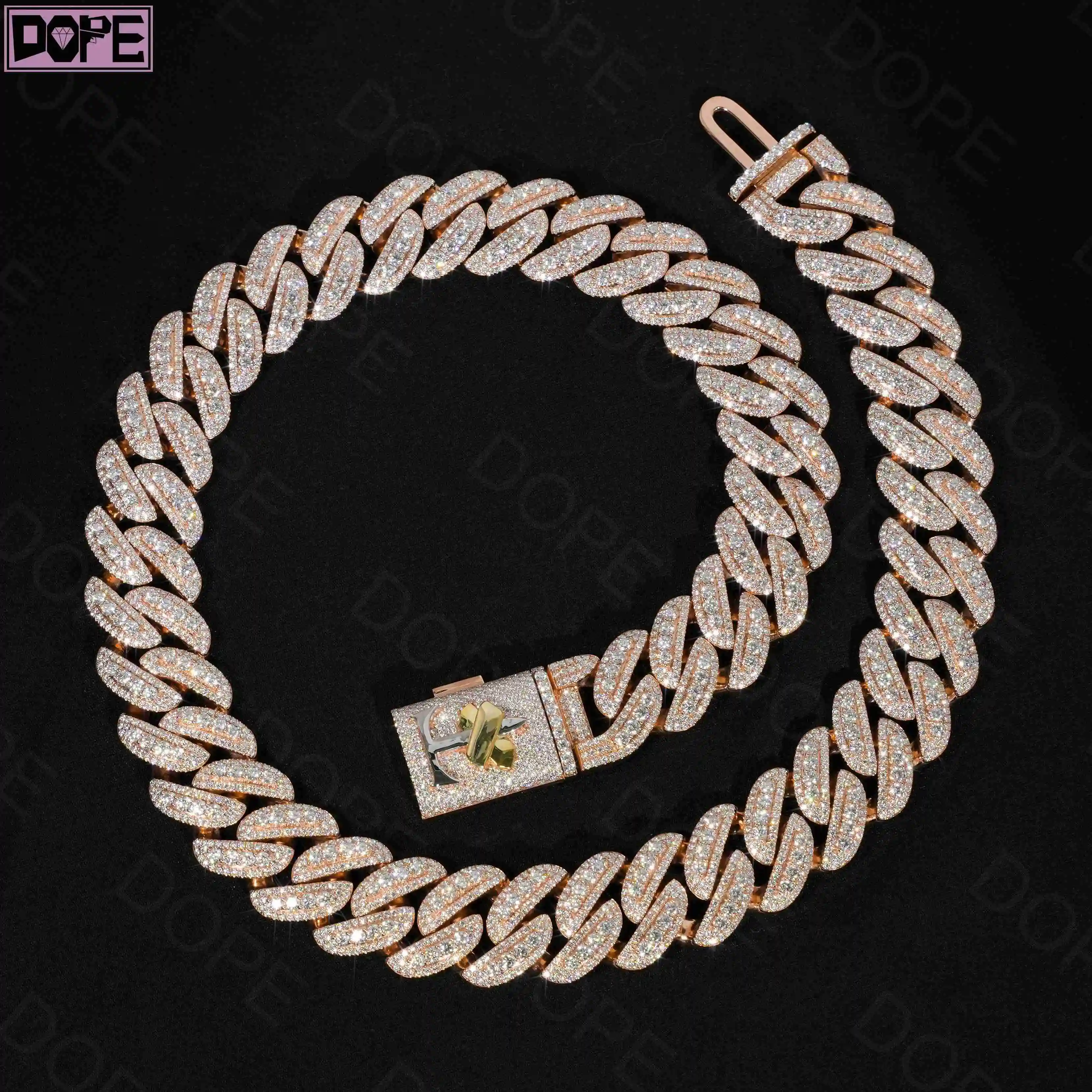 18MM Hiphop Cuban Link Chain Iced Out Heavy Men Necklace Bling 925 Silver VVS Moissanite Cuban Chain..