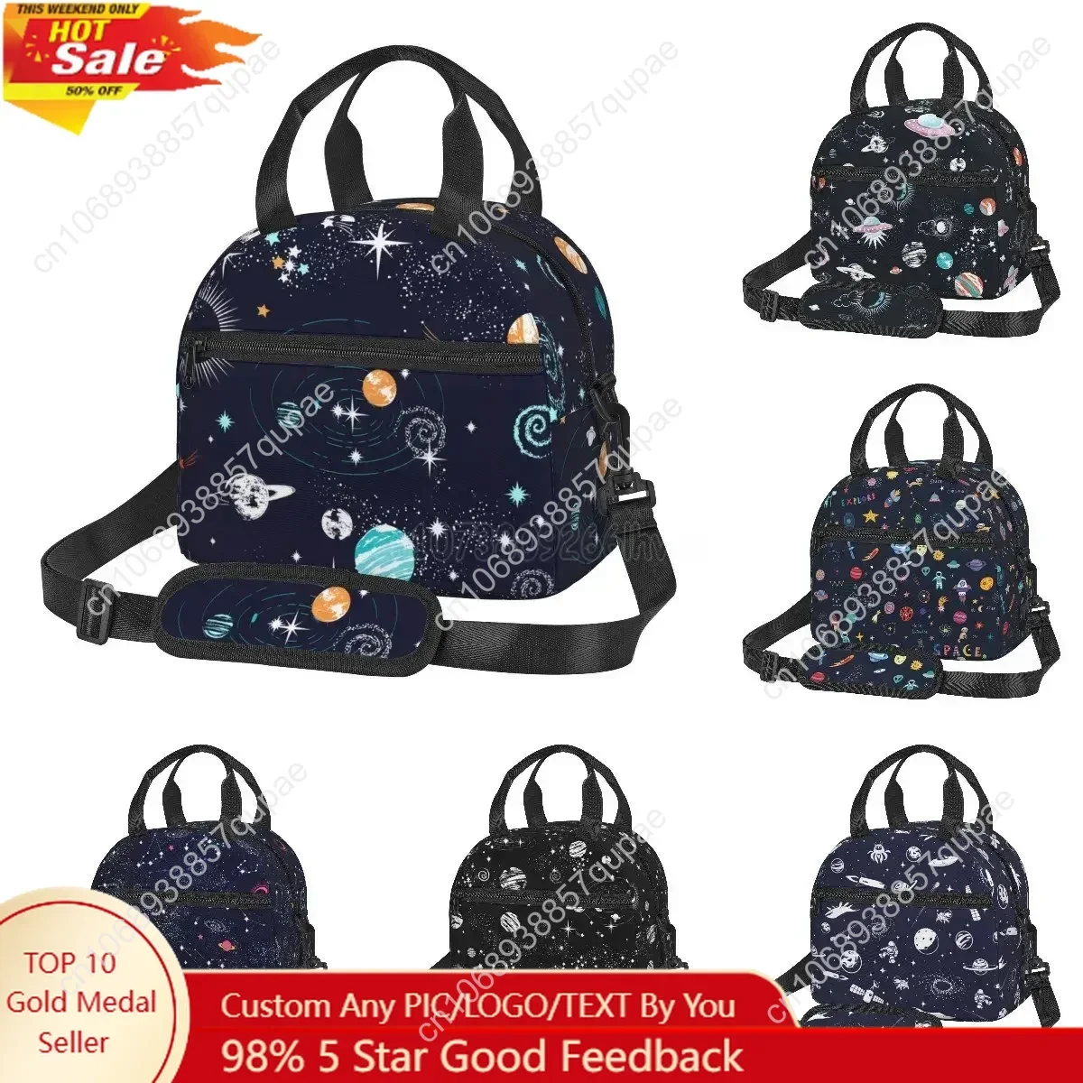 

Galaxy Space Planet Lunch Box Reusable Insulated Lunch Bag Cooler Durable Bento Tote Handbag for Boys Girls Travel School Picnic