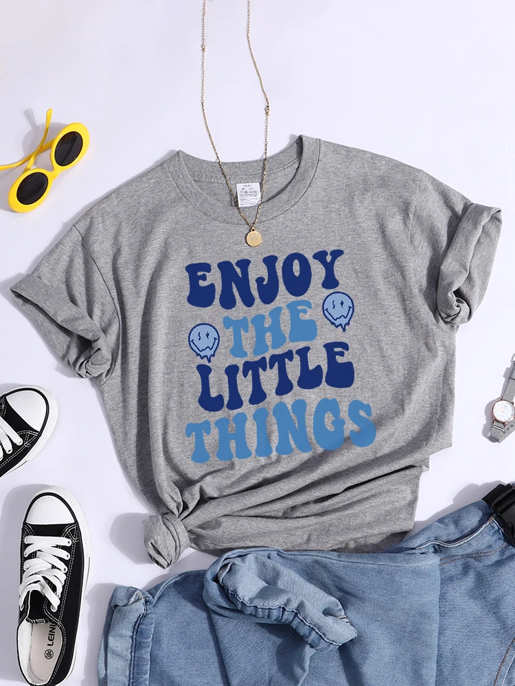 Enjoy The Little Things Print Tee Top Soft Creativity Tshirt Aesthetic Individual Clothes Trend Comfortable  Women Tshirt