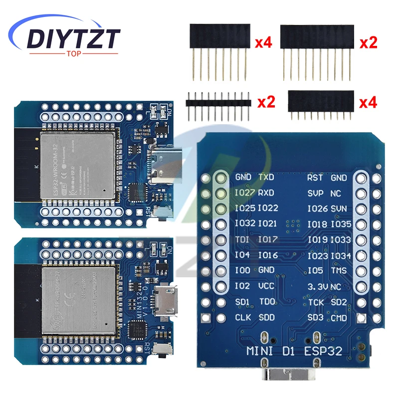 DIYTZT For Wemos Mini D1 ESP8266 ESP32 ESP-32S WIFI Bluetooth CP2104 Development Board Module For Arduino With Pins