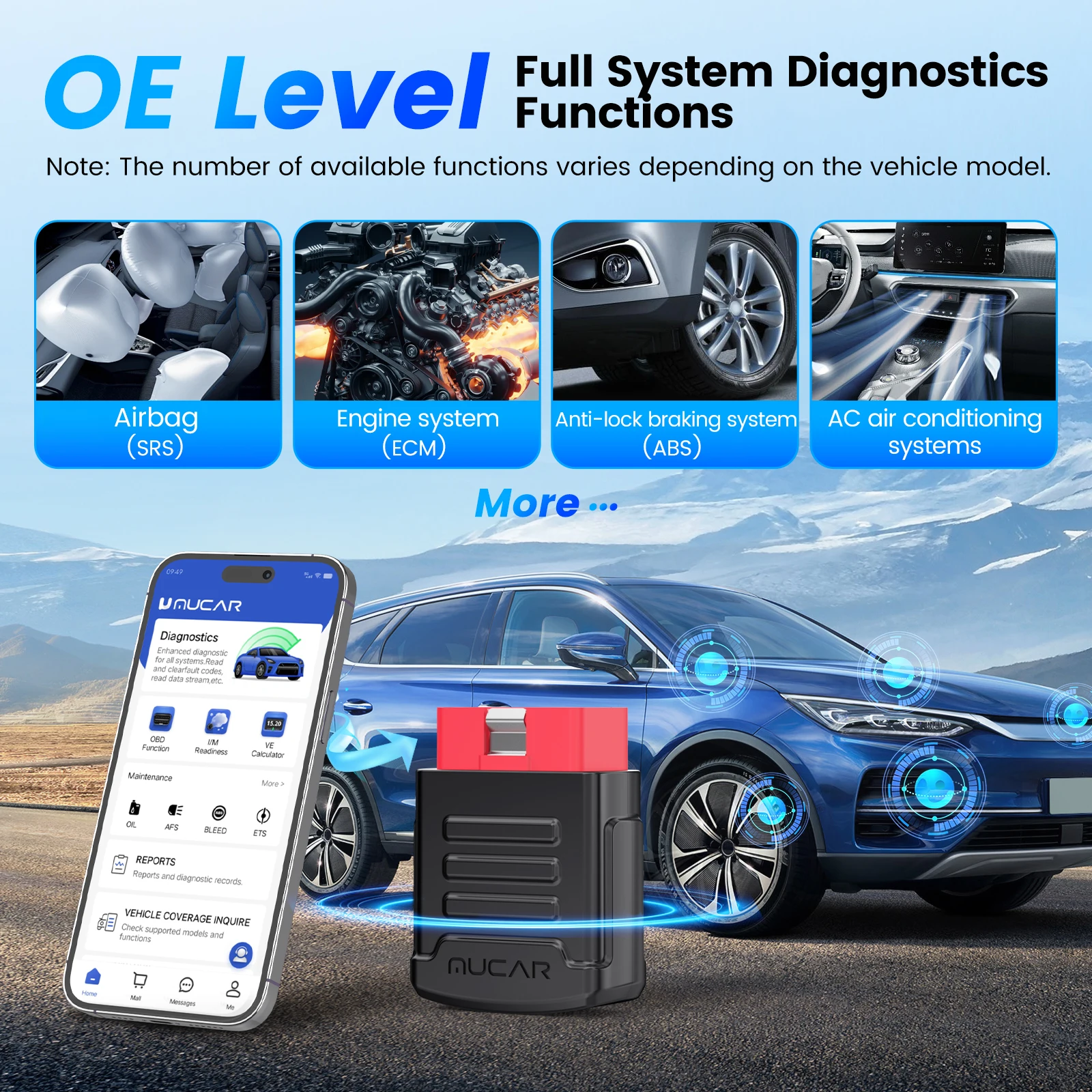 10pcs 30pcs 50pcs MUCAR BT200 OBD2 Scanner Bluetooth Diagnostic Tool with 15 Reset(Free OIL/SAS) Full System Automotive