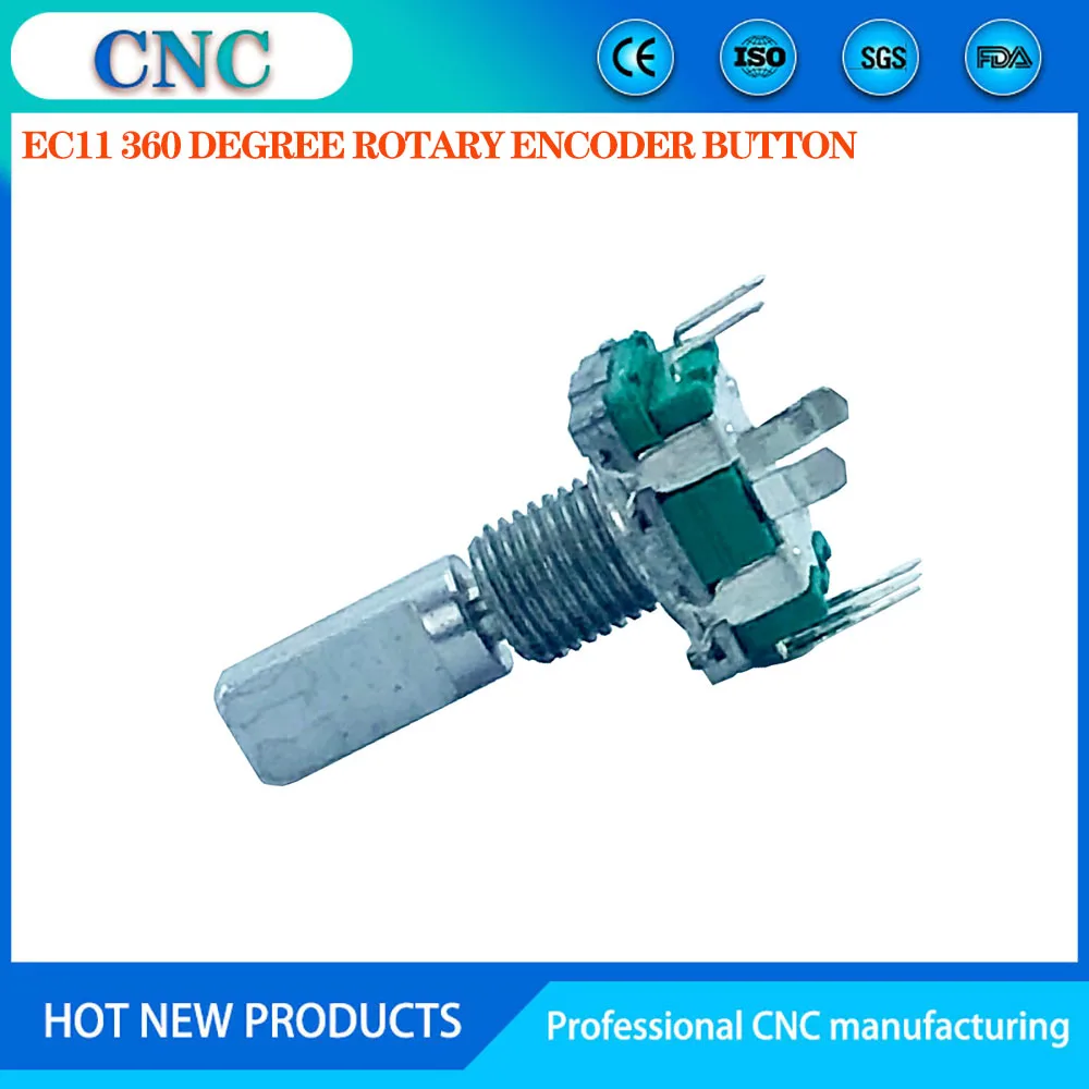 5pcs/EC11360 degree rotary encoder button 5-pin long handle 20MM, with built-in button switch, with rotating cap