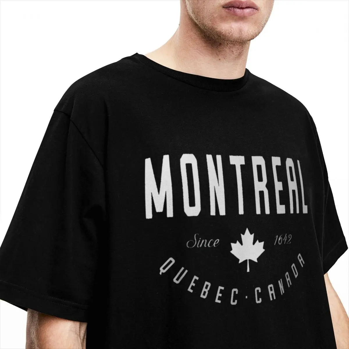 Montreal Quebec Canada Maple Leaf Canadian Gift Men T Shirt Funny Tee Shirt City Pride Souvenir T-Shirts Pure Cotton 6XL Clothes