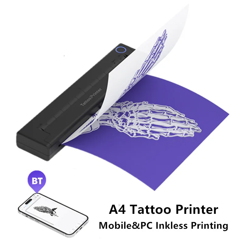 Mini Wireless A4 Tattoo Printer Tattooist Portable Bluetooth Tattoo Stencil Printer Compatible With Android/iPhone/Tablet/PC