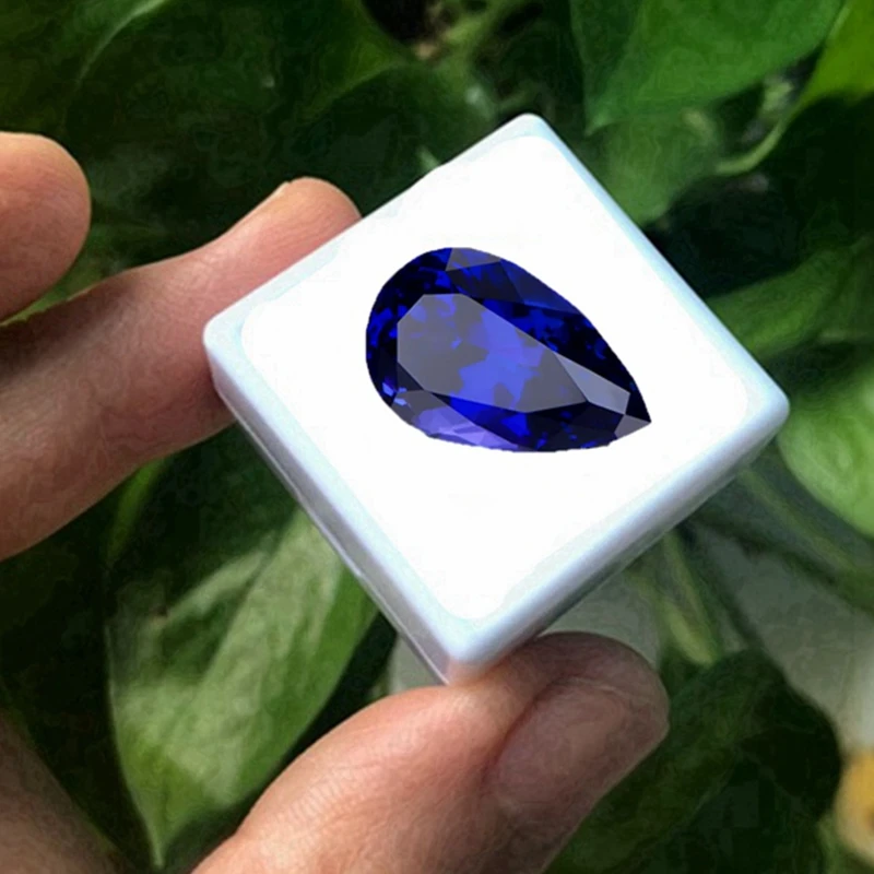 

Box Set Large Tanzanite Blue Sapphire Pear Shape AAAA+ 12×16mm 10.5Ct Loose Gemstone For Jewelry Making