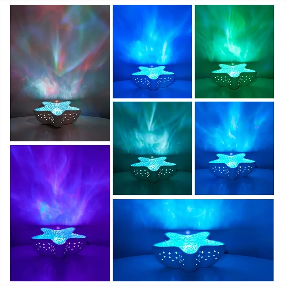 Top Starfish LED Night Light Rechargeable Table Lamp Wave Projector Lights Romantic for Bedroom Desk Festival Decor