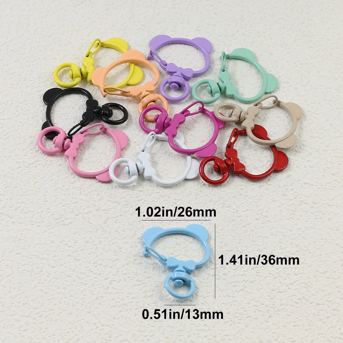 3~9PCS 36MM Colourful Baking Varnish Zinc Alloy Bear Lobster Buckle Swivel Clasp For Making Keychain Pendant Jewelry Accessories