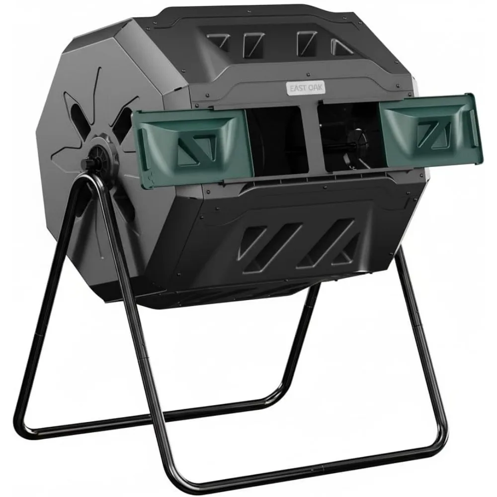 

43-Gal Dual Chamber Compost Tumbler with Aeration System, Rotating Bin for Garden and Yard