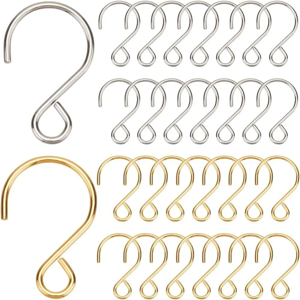 1 Box 300pcs S Shaped Hooks Stainless Steel Small S Shape Hooks Tiny Small Golden Silver Metal s Hangers Ornaments Hook