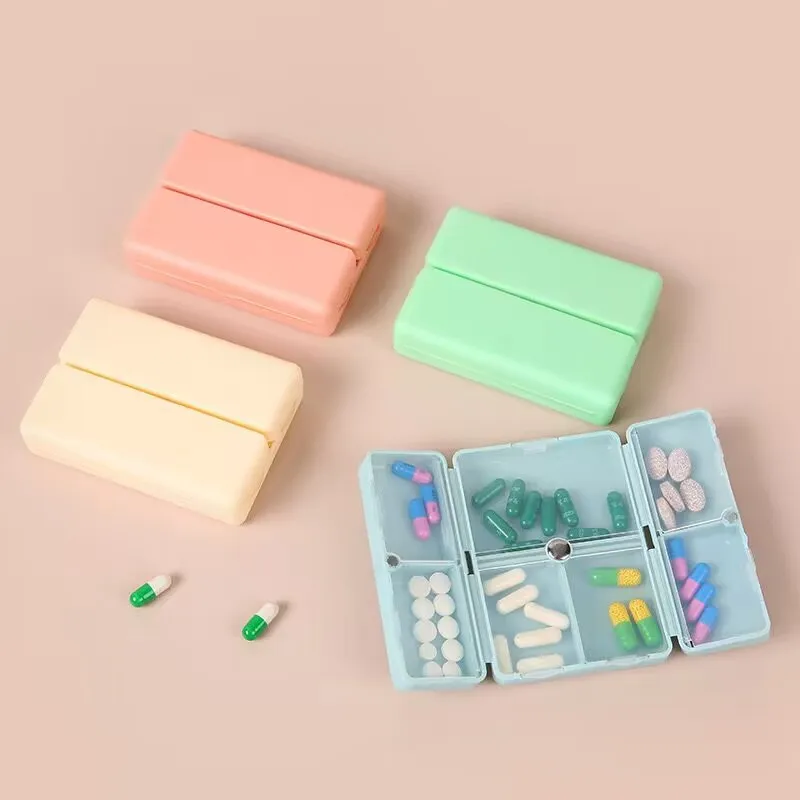 1 Pcs Magnetic Independent Folding Double-layer Medicine Storage Box 7-Compartment Medicine Box Dust-Proof And Moisture-Proof
