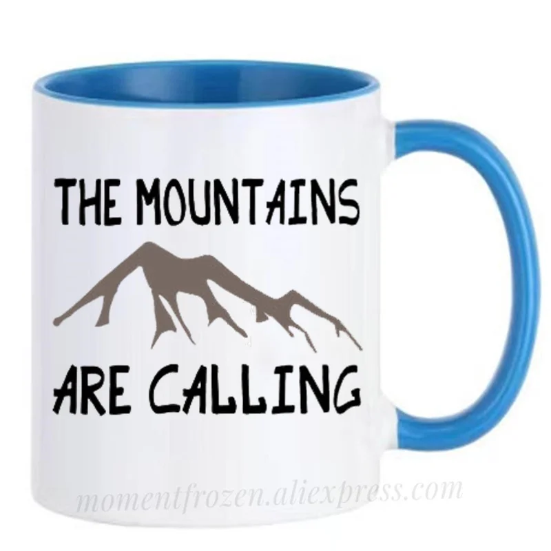 The Mountains Are Calling Camping Cups Campfire Tea Mugs Coffee Mugen Milk Tableware Coffeeware Home Office Decal Friends Gifts