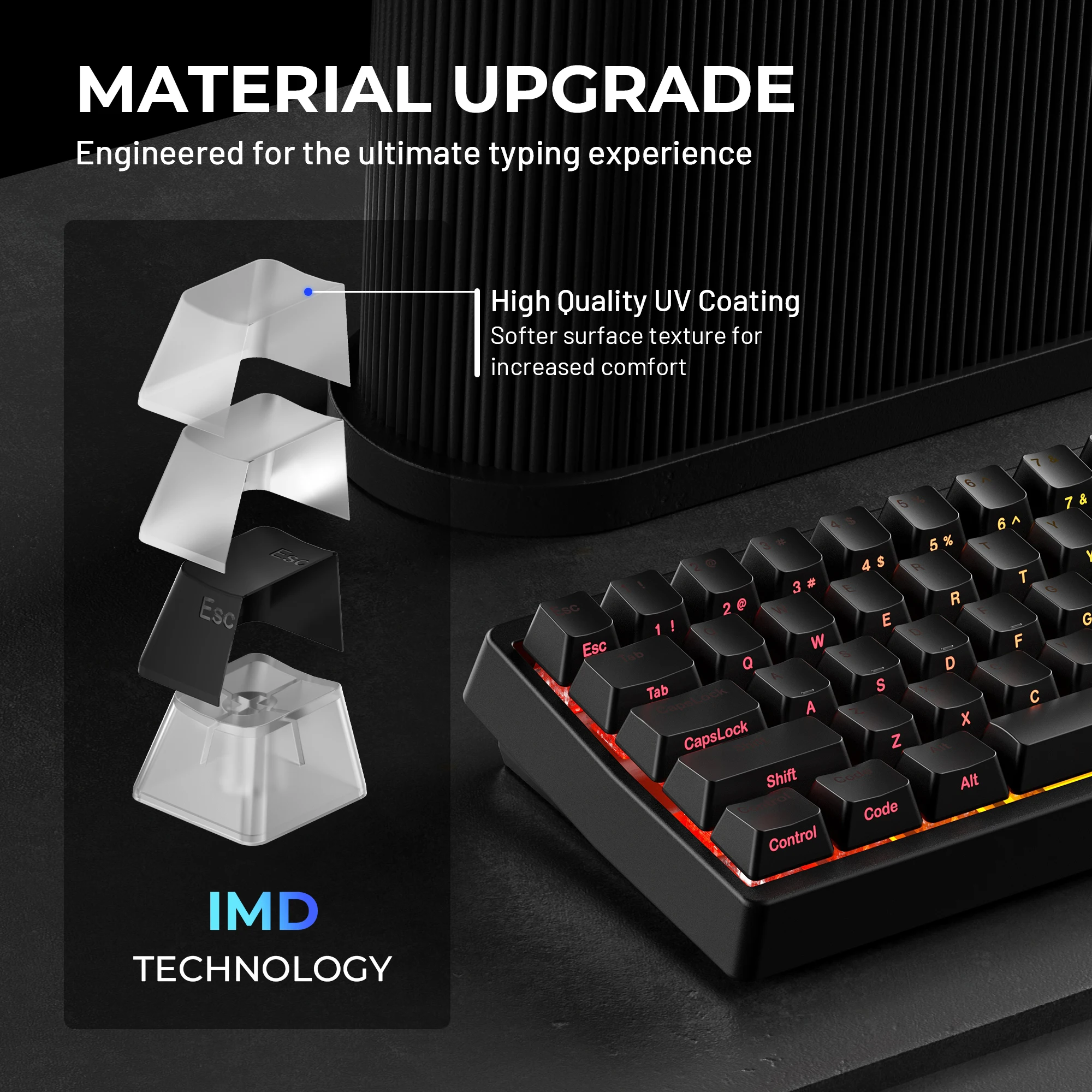 XVX Phantom Keycap Shine Through for LED Facing South/North IMD Tech Stealth Design 118 Key OEM Profile Backlit Side Printed