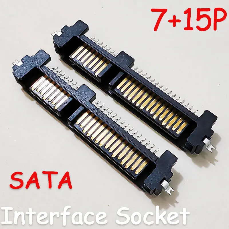 5-20pcs 7+15 Pin 22Pin Right Angle SMT Male Sata Connector Socket For Hard Drive HDD