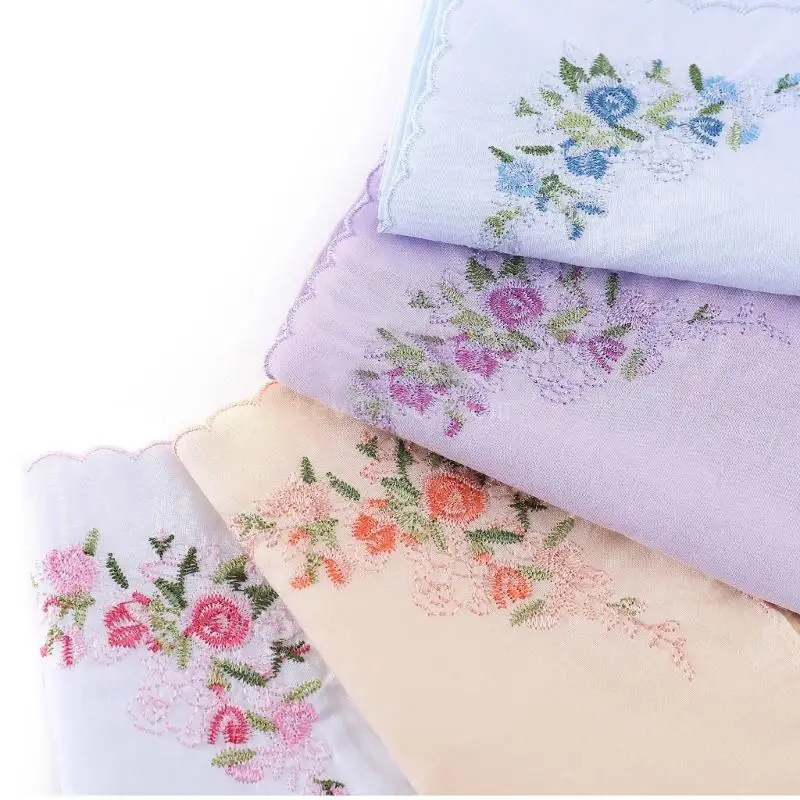 Floral Embroidery Sweat Wiping Handkerchief for Kids Men Women Elderly Handkerchief Pocket Handkerchief for Wife Mom