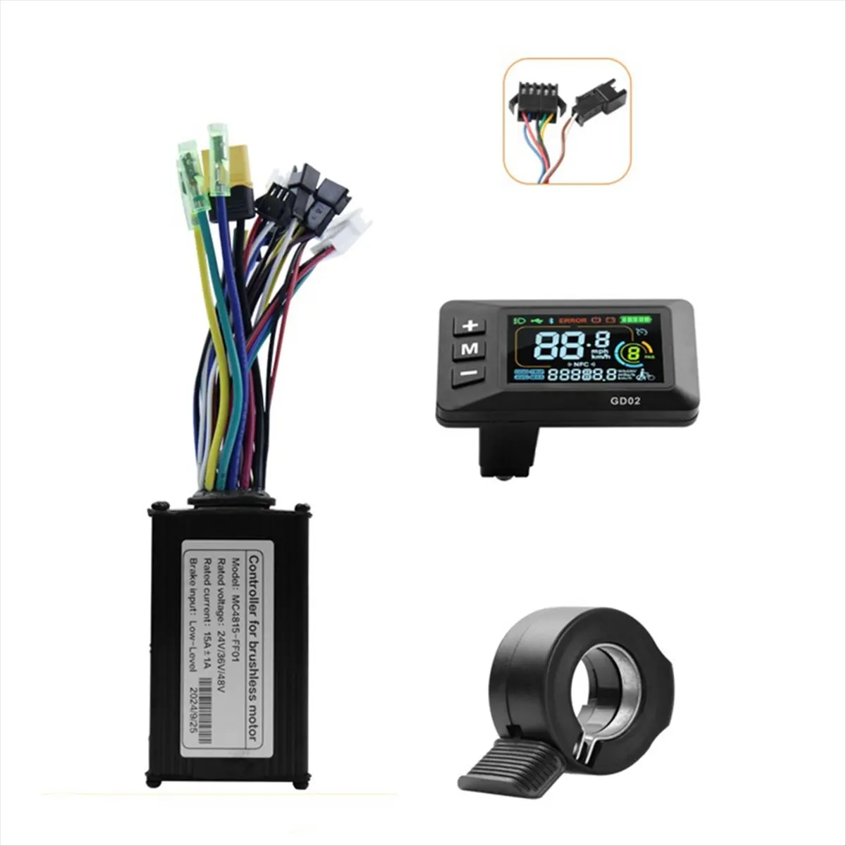 【~ New Y24A】36V 48V 15A Brushless Controller GD02 Meter LCD Display 24V-60V+Throttle Kit for Electric Scooter E-Bike Repair Kit