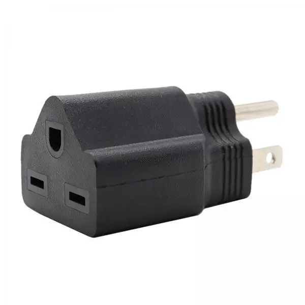 2xPortable 110-120V to 220-240V Plug Adapter Black 5-15P to 6-15R