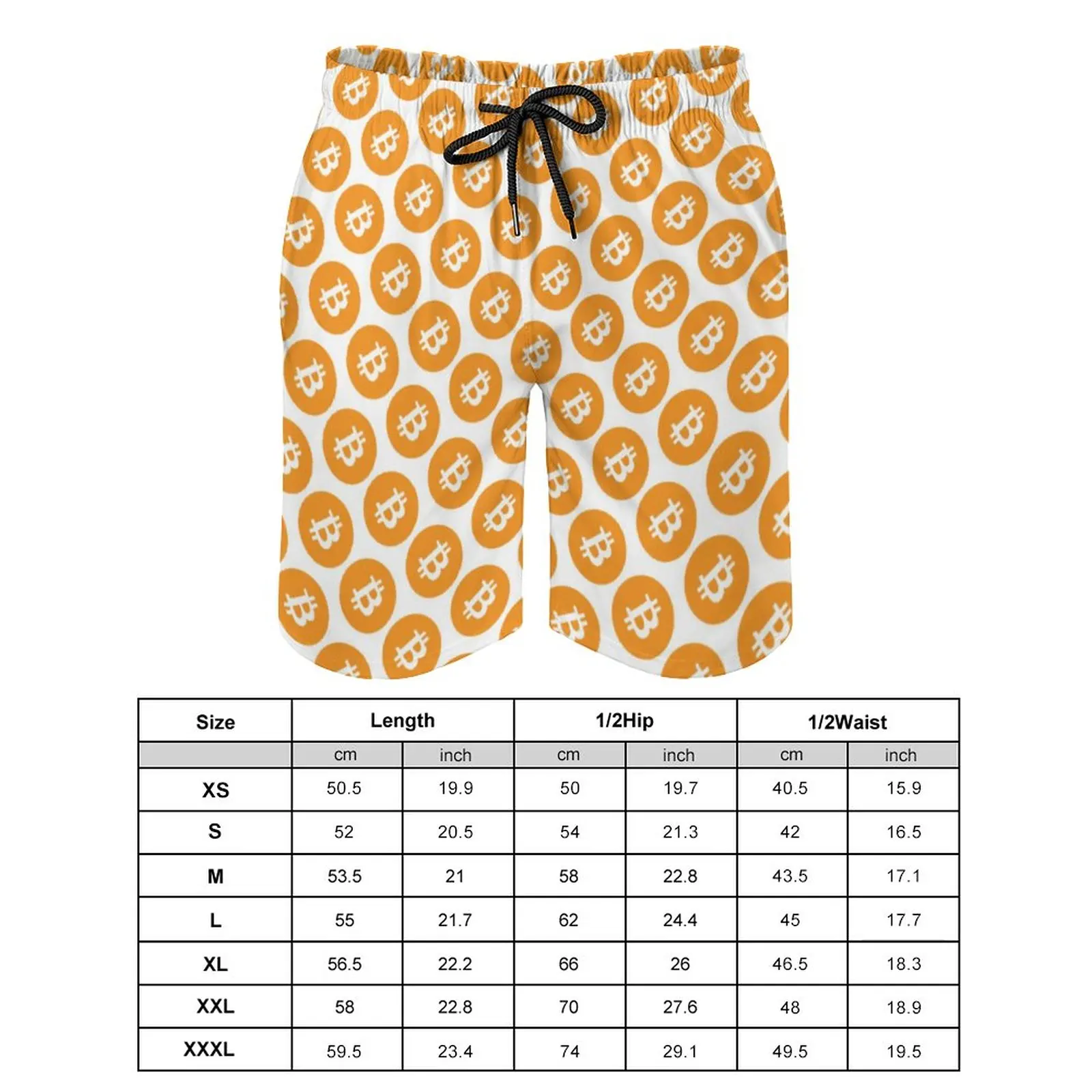 Cool Bitcoin Board Shorts Men\'s Cryptocurrency Coin Board Short  Classic Daily Swim Trunks Plus Size