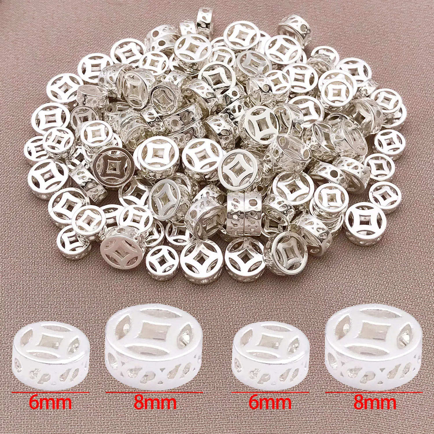 4/8/12pcs/lot 6/8mm 18K Gold-plated Hollow Copper Coins with DIY Handmade Bead Bracelets NecklacesHeadwear Materials Accessories image 6