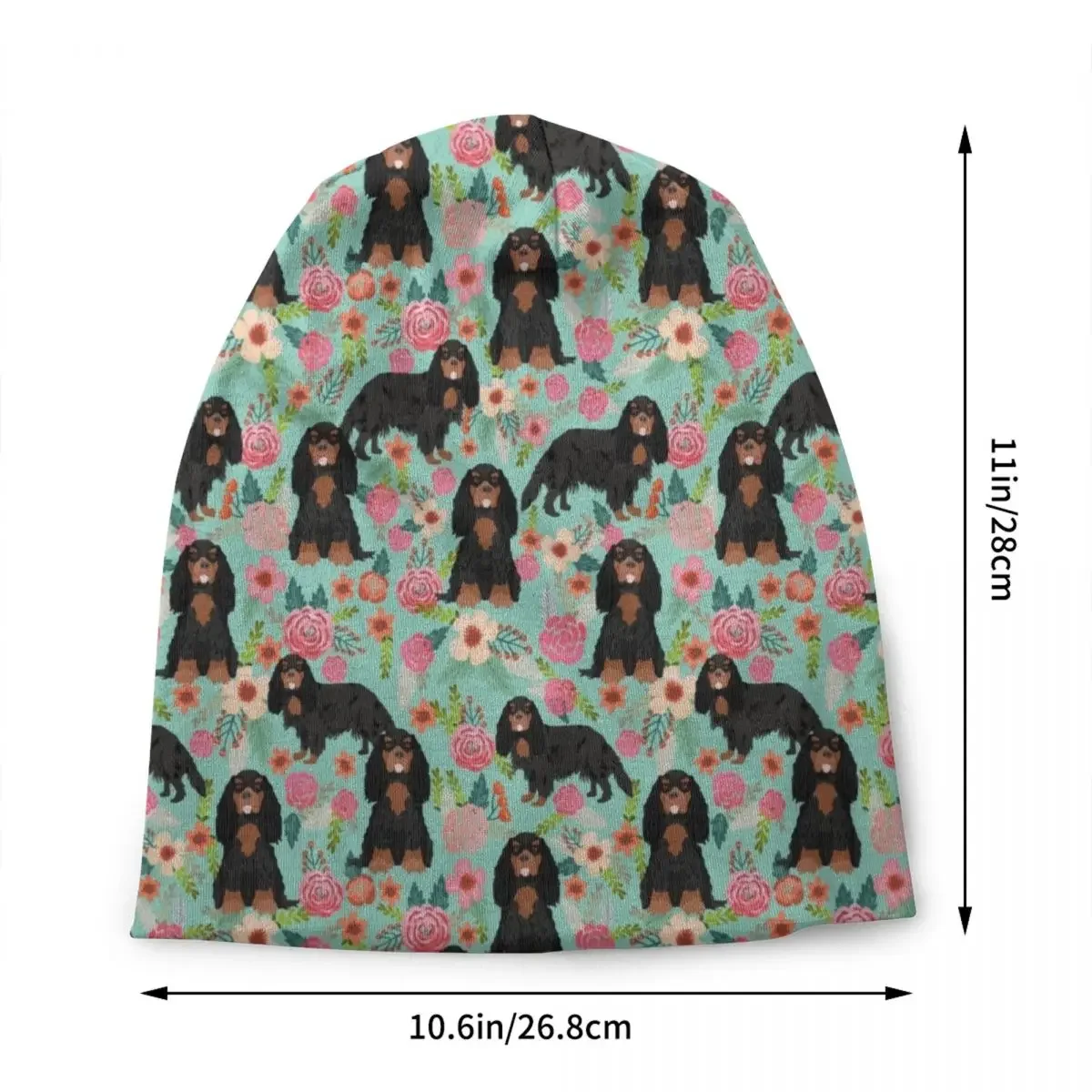 Cavalier King Charles Spaniel Dog Floral Pattern Beanie Cap Unisex Warm Bonnet Knitted Hats Cool Skullies Beanies Caps For