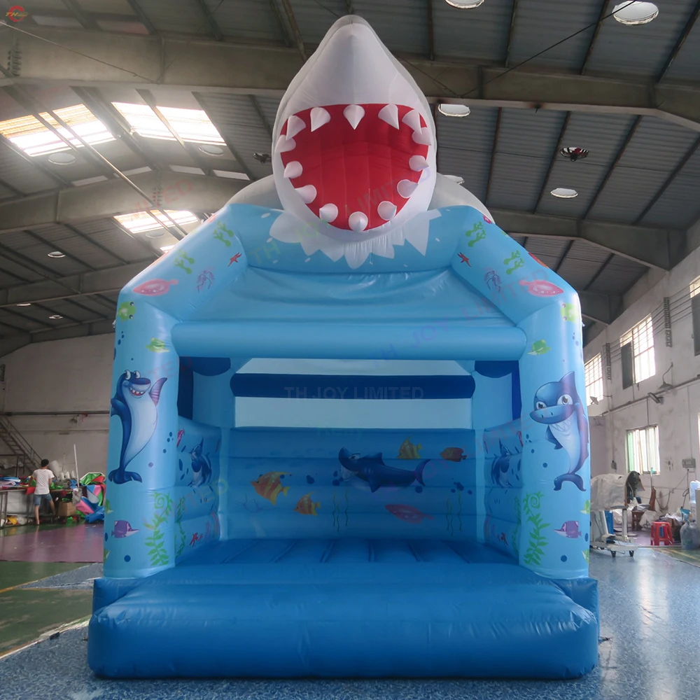 Free Shipping Outdoor Activities Inflatable Bouncer House with Shark Cartoon for Sale