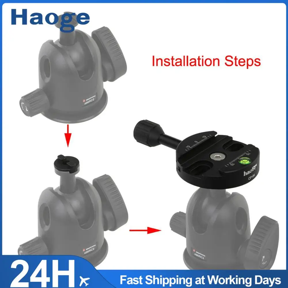 Haoge Combo Boss Adapter with 64mm Arca-Swiss-Compatible Quick Release Clamp for Manfrotto Tripod Ball Head Clamp Replacement