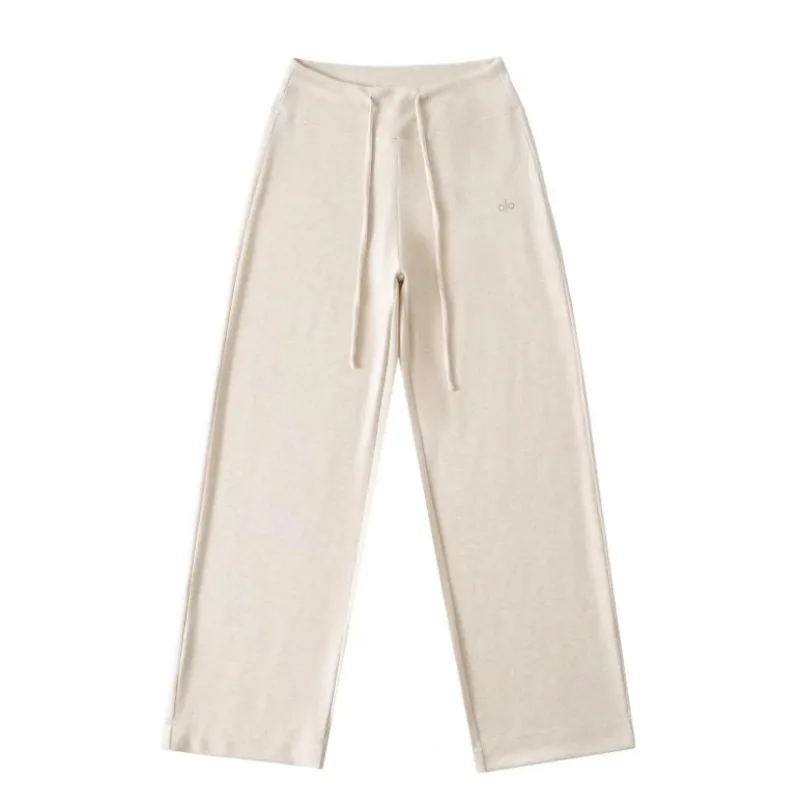 Spring New Women's American Sweatants Retro Solid Color Lazy Style Relaxation Wide Leg Pants High Waist Drawstring Floor Pants