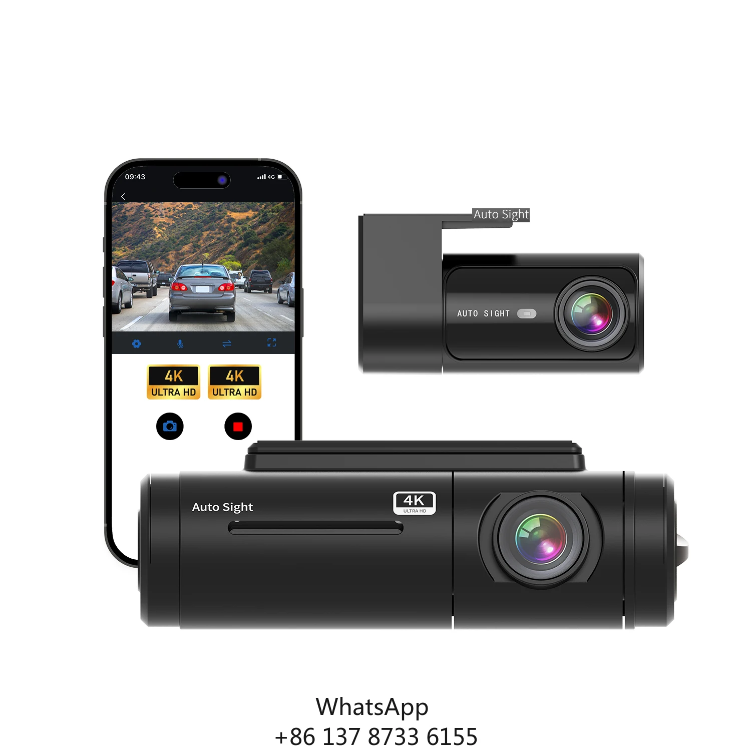 Exclusive UHD 4K Car Camera With 2-Channel Loop Recording Built-in WiFi DVR Front & Rear Dash Cam With Night Vision