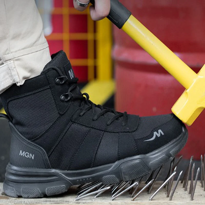 Botas de trabajo indestructibles, zapatos de seguridad con punta de acero, zapatillas a prueba de perforaciones, calzado antideslizante para hombre y mujer