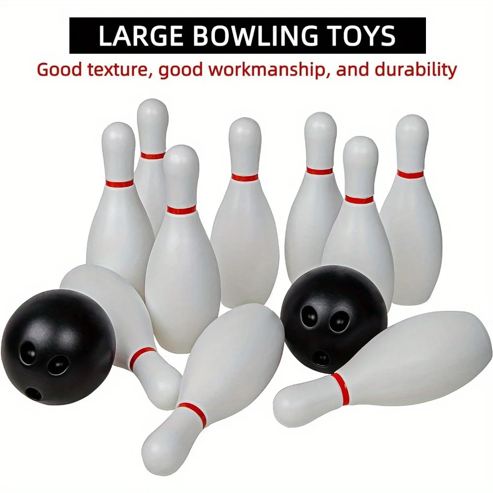 12pcs/set, PVC Indoor/Outdoor Bowling Set With 10 Bowling Pins & 2 Balls, Durable & Portable Family Game Supplies