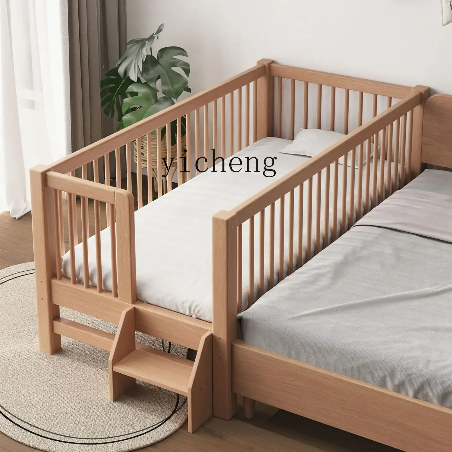 YY Solid Wood Baby Bed for Boys and Girls Princess Bed Single Bed Children Splicing Bed