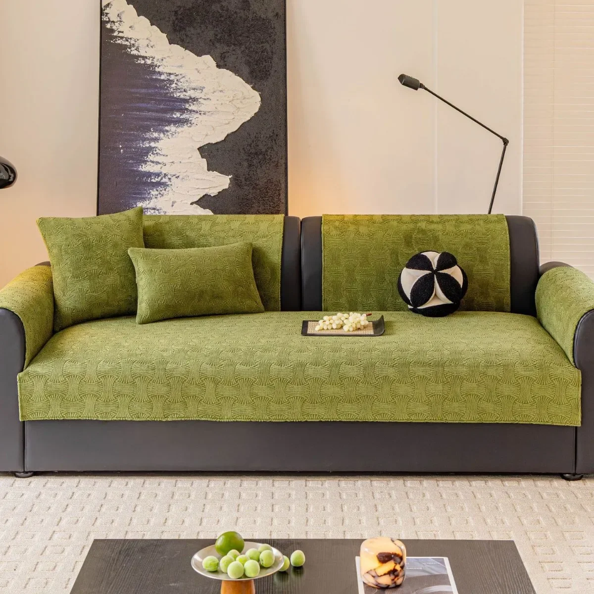 Solid Color Sofa Cover Wear Resistant Non-Slip Durable Dustproof Chair Pad Prevent Cat Scratching Seat Cushion Home Decor