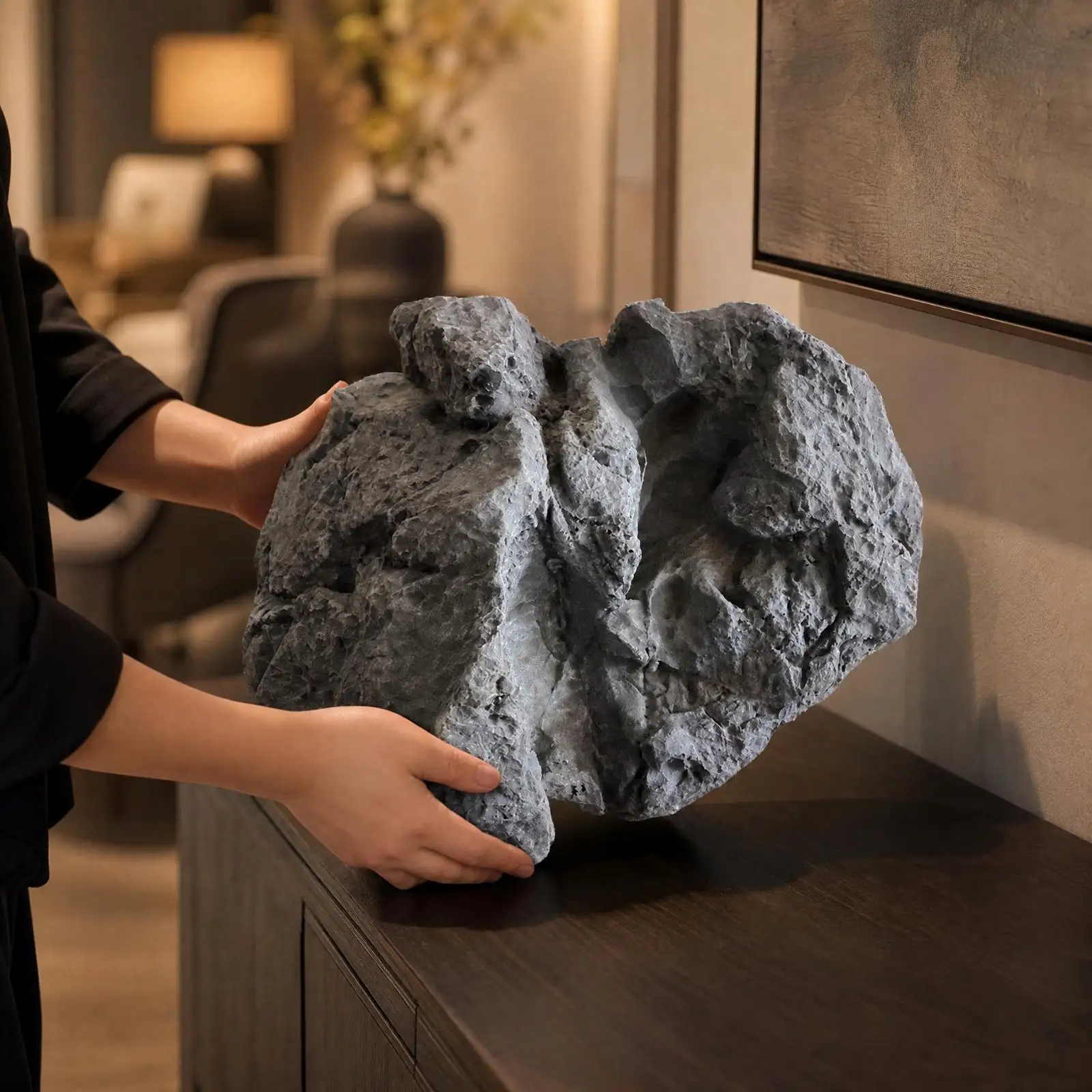 Lightweight PU Stone Landscape Sculpt for Indoor Plant Terrarium Decor