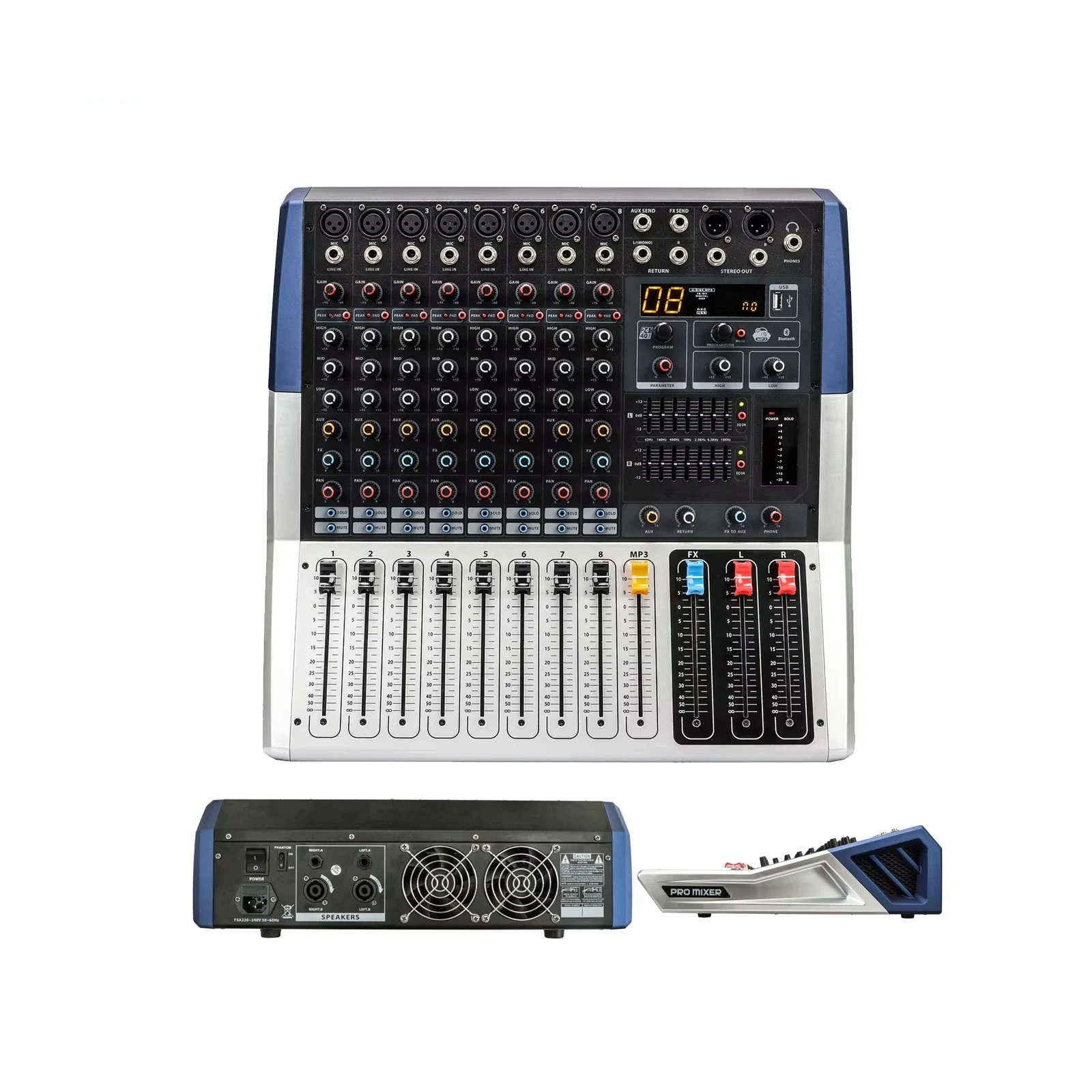 

KV Series Hot-sale 6/8/12/16 Channel 2ch*350W 4ohm Blue-tooth/MP3 Amplifier Mixer Built-in 16 DSP Effects/2*7-band EQ/1AUX