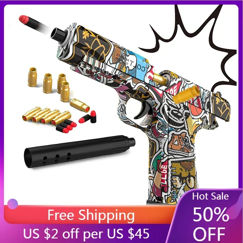 Automático Shell Ejection Toy Gun para crianças, meninos Soft Bullet Guns, arma falsa, Gel Ball Gun, relógio infantil, drop shipping, novo, 2022