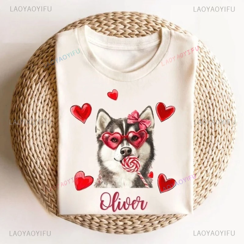 Siberian Husky Shirt Custom Husky Valentine's Day Personalized Tshirt Husky Christmas T-shirt Gift Personalized Clothing
