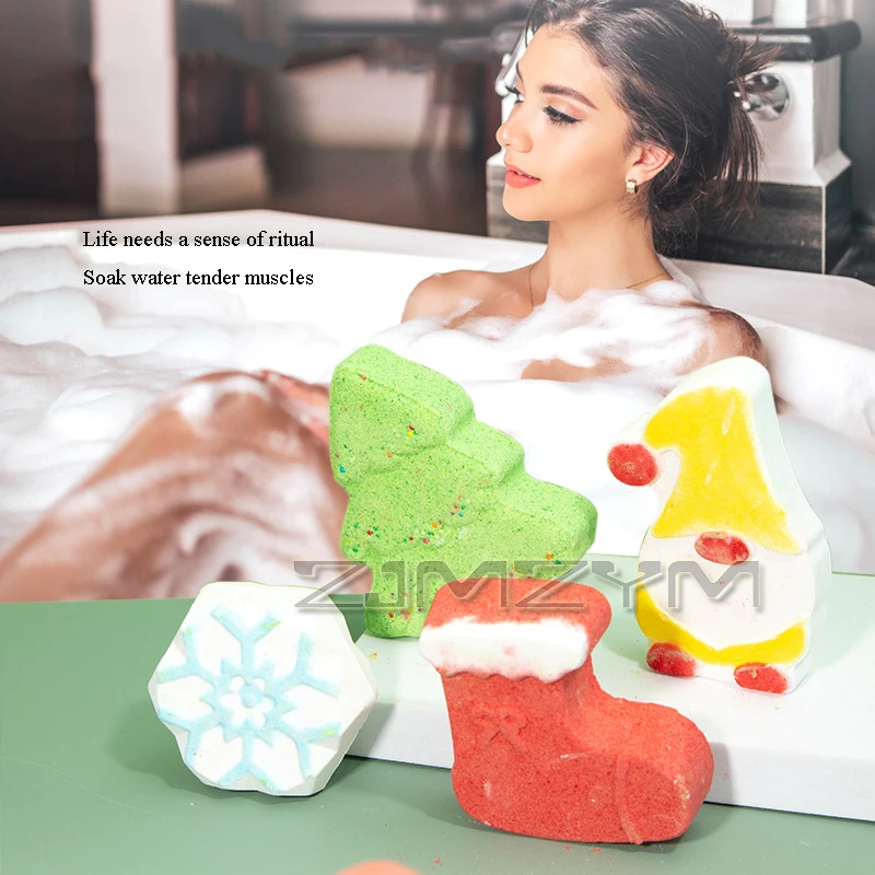 4 개/대 크리스마스 목욕 공 480G 에센셜 오일 목욕 소금 공 바디 스트레스 릴리프 엑스 폴리 에이 팅 모이스춰 라이징 향수 스파