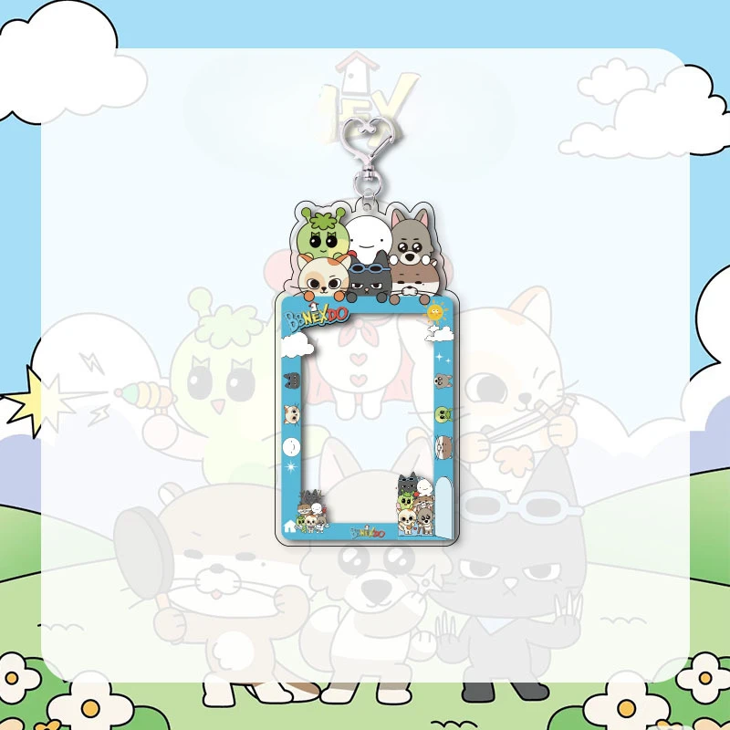 Kpop BOYNEXTDOOR Cartoon Card Insertion Frame Keychain SUNGHO RIWOO JAEHYUN TAESAN LEEHAN Card Storage Pendant Akcesoria Prezent