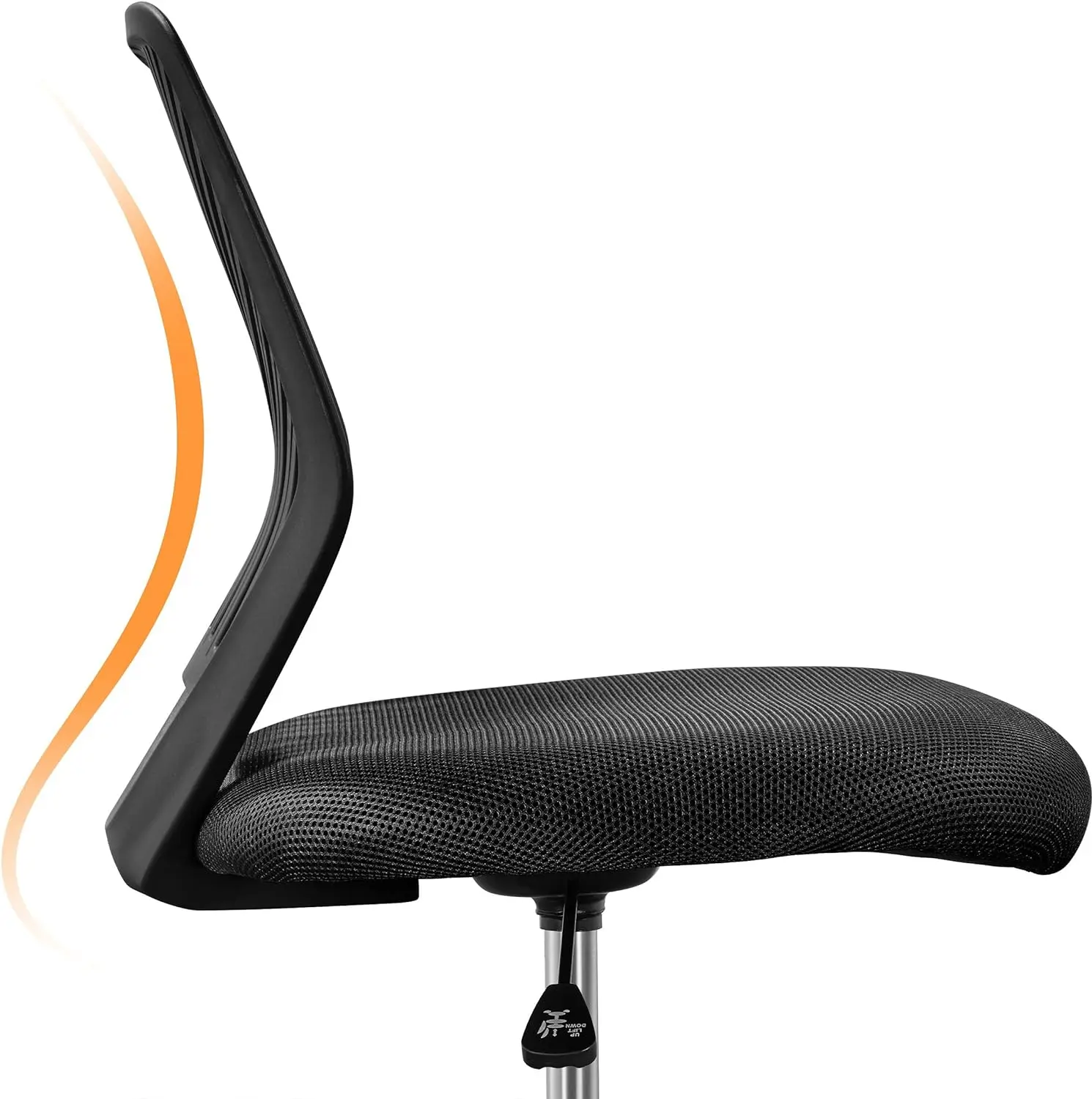 Armless Mesh Ergonomic Chair Adjustable Swivel Computer Task Chair No Armrest Mid Back Home Office Chair for Spaces