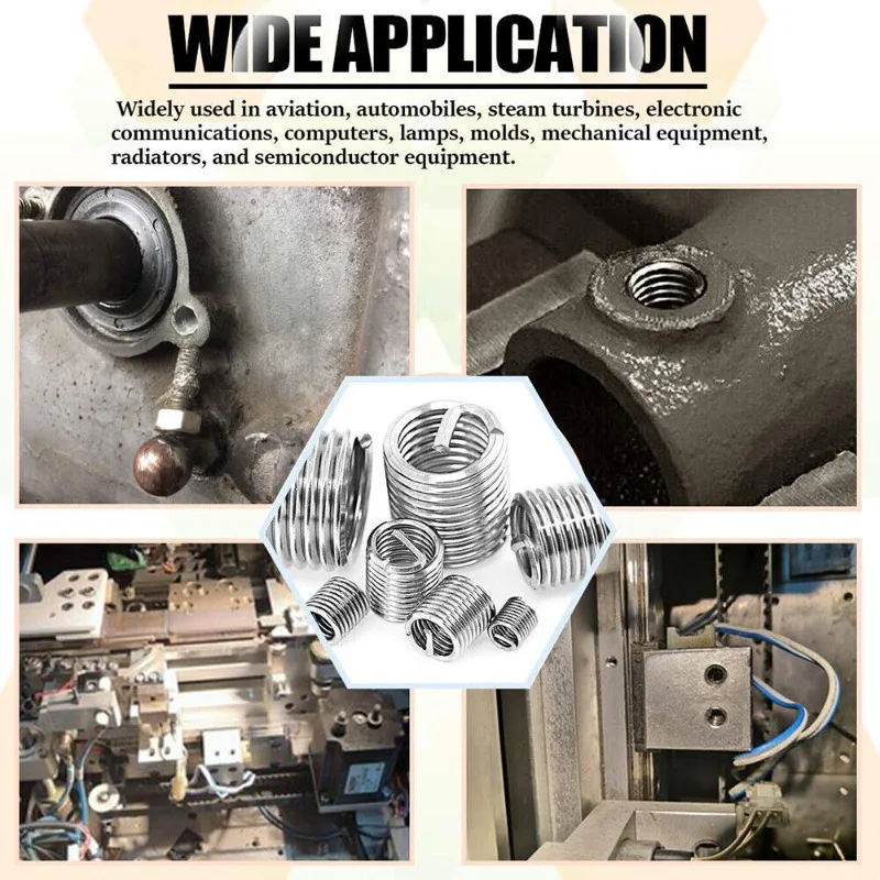 200 Buah Set Bermacam-macam Sisipan Perbaikan Benang Metrik Sisipan Benang M3-M12 Pengencang Sisipan Benang Alat Perbaikan Sekrup Perangkat Keras