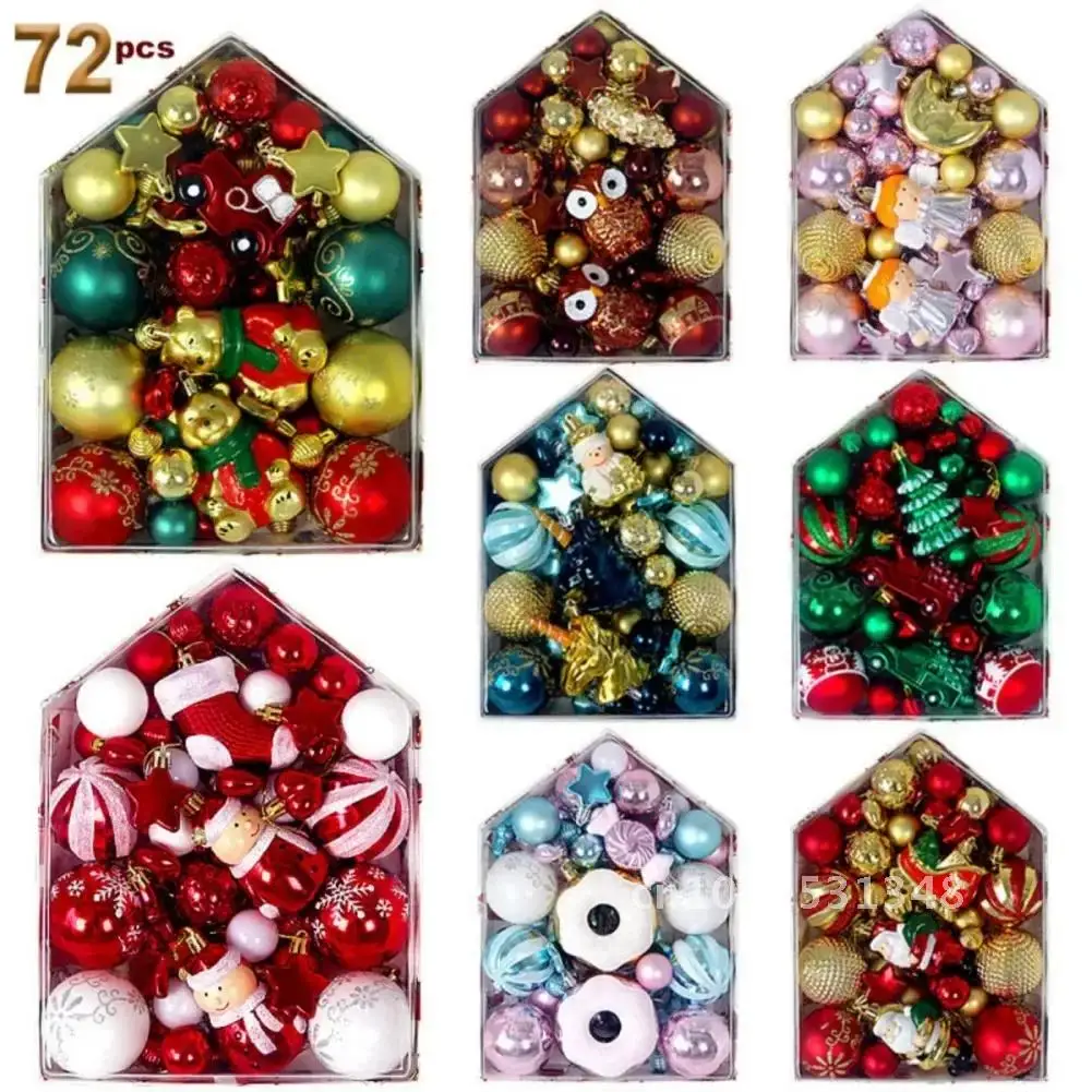 72Pcs/box Christmas Balls Xmas Tree Hanging Pendant Ornaments 2024 New Year Gift Christmas Home Decoration Noel Navidad