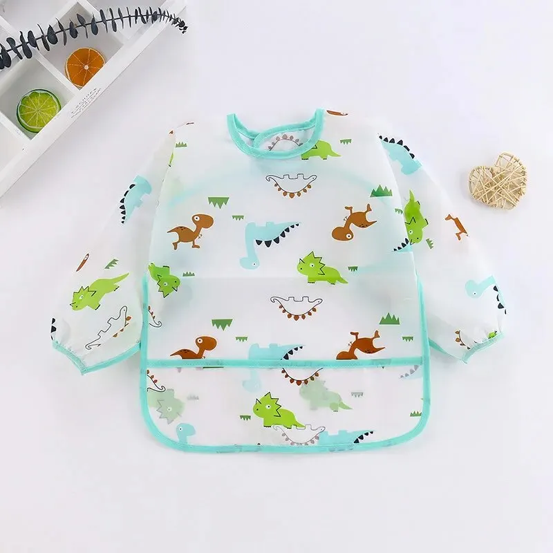 Cute Baby Bibs Waterproof Long Sleeve Apron Children Feeding Smock Bib Burp Painting Drawing Soft Toddler Clothing Bandana Bibs