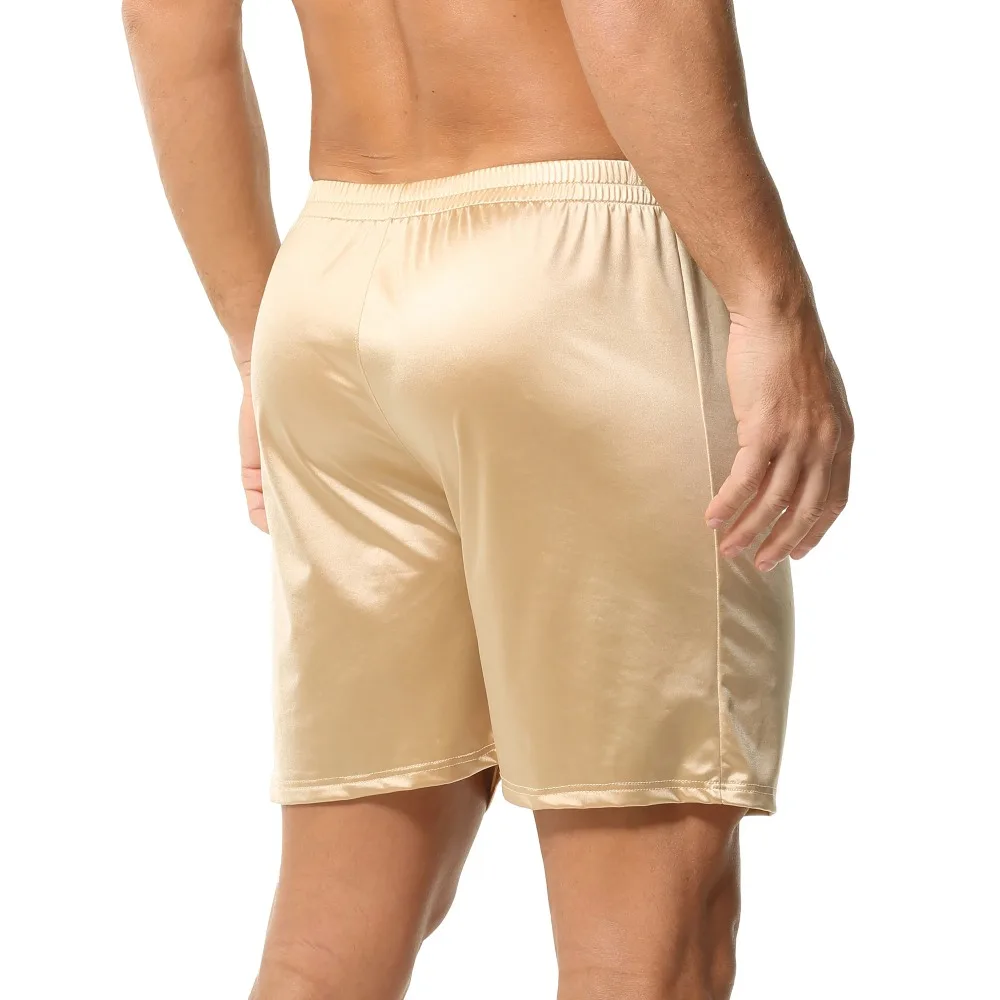 Solid Color Glossy Men's Shorts Gym Bodybuilding Short Pants Breathable Loose Casual Shorts Male Smooth Comfy Home Sleep Bottoms