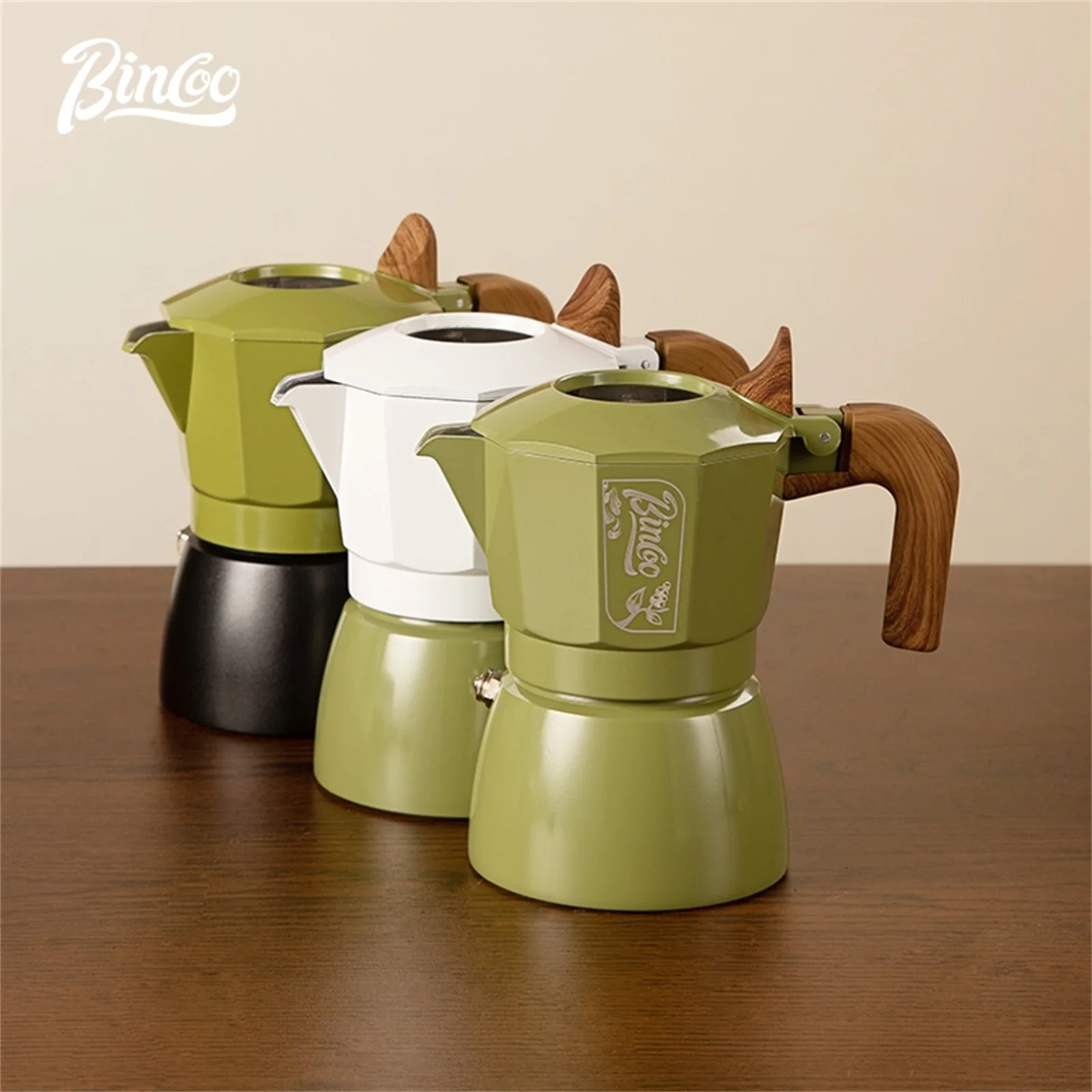 

Bincoo Dual Valve Moka Pot Set 6 Colors Italian Stovetop Espresso Maker Compact Home Coffee Brewer with Accessories