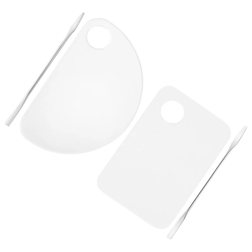 2 세트 메이크업 믹싱 팔레트 세트 투명 재사용 가능한 블렌딩 트레이 파운데이션 아이섀도우 컬러 믹싱 도구