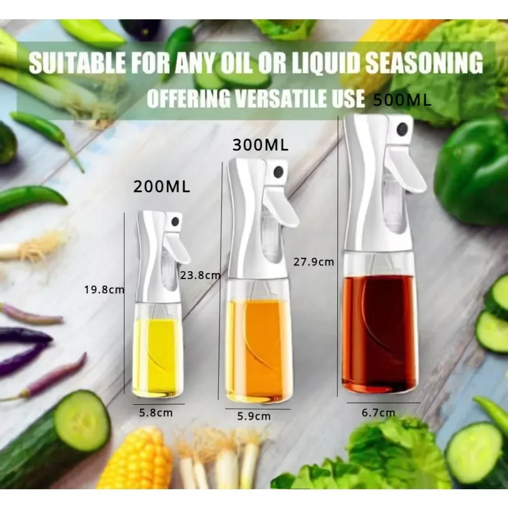 200/300/500ml Oil Spray Bottle Kitchen Baking Olive Oil Dispenser Camping BBQ Baking Salad Vinegar Soy Sauce Sprayer Containers