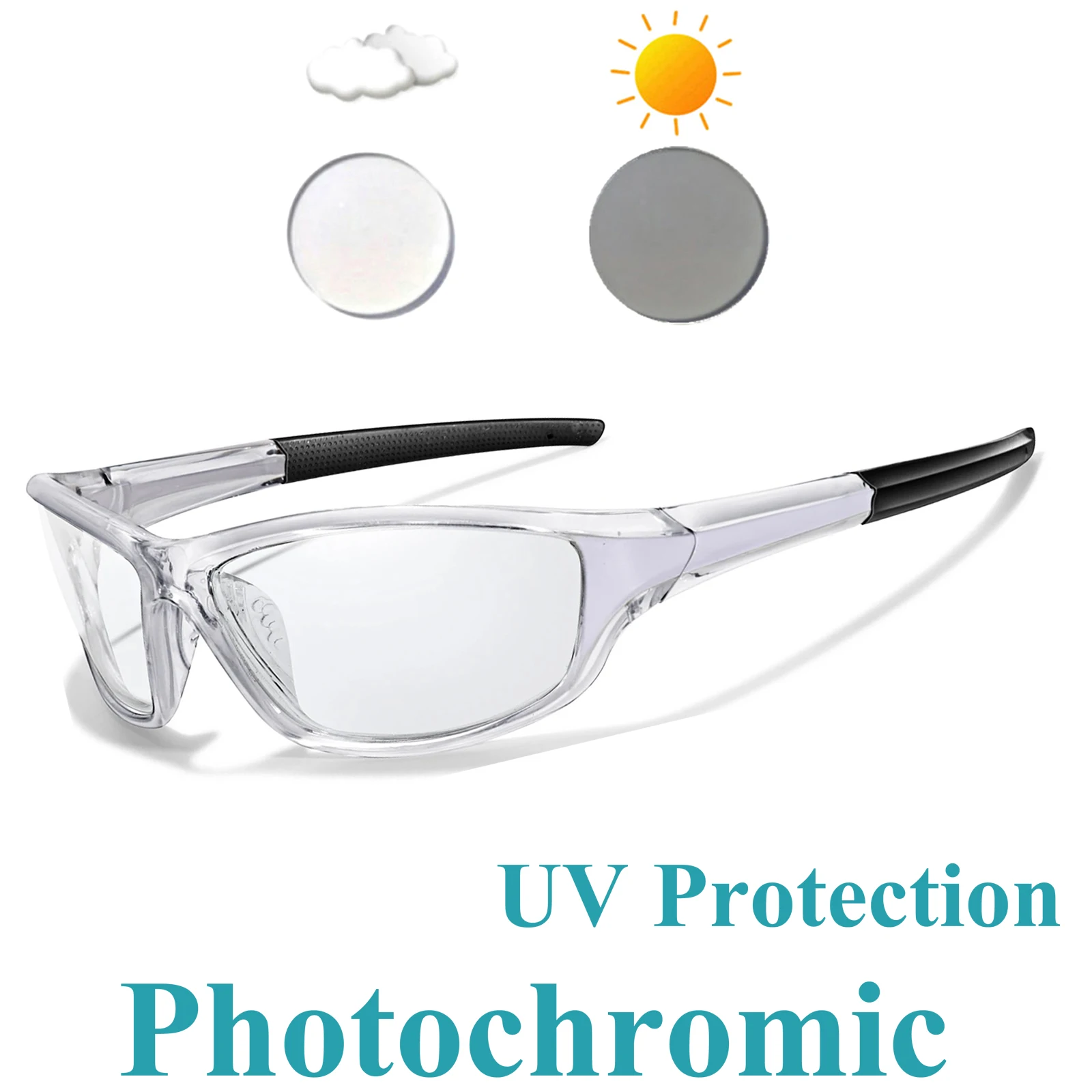 Photochrome Fahrradbrille Fahrrad-Eyewear für Männer und Frauen MTB Bike Baseball Sportsonnenbrille Wander- Angler- und Laufbrille – Detail 5