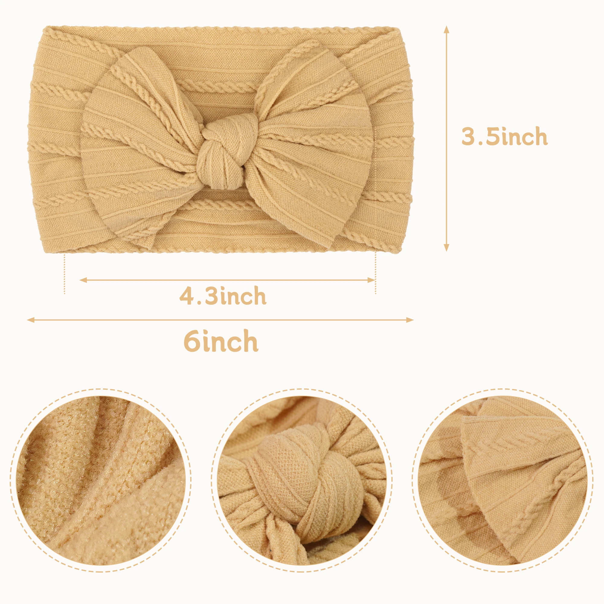 5Pcs Newborns Nylon Headbands Hair Bows Super Stretchy Knotted Turbans for Baby Girls Newborn Infant Toddlers Kids